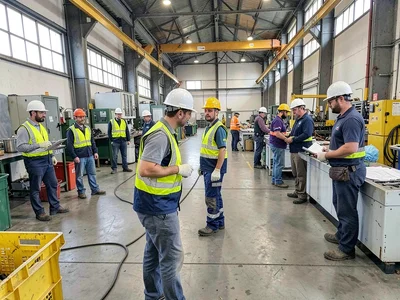 Factory floor with workers