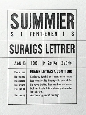 Letterpress-printed summer event poster, bold type, deep impression on thick pap