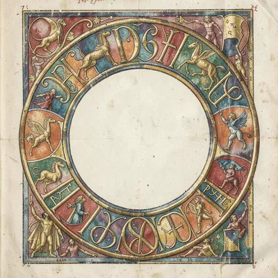 Zodiac symbols arranged in a circular border