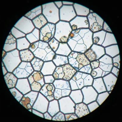 An etched steel grain structure under metallurgical microscope — polygonal ferri