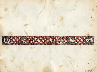 Four-strand braid panel — simple knotwork band running full page width on vellum