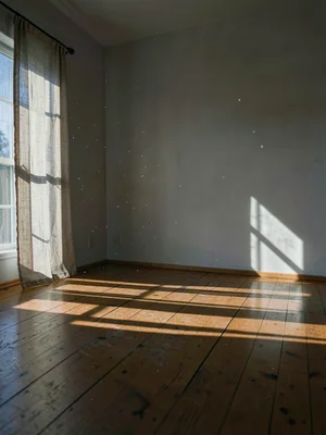 Curtain Shadow Stripes on Wooden Floor