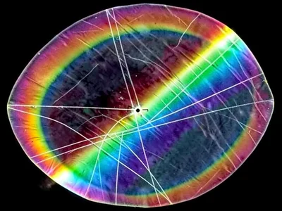 Stretched film showing stress birefringence