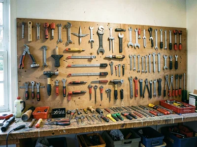 Workshop wall of tools