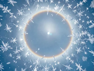 22-degree halo around sun in ice crystal sky