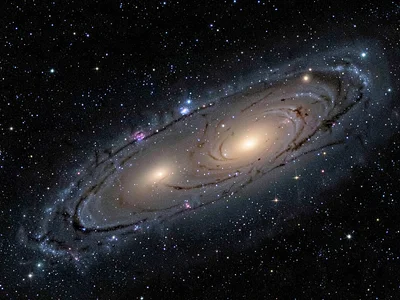 Interacting galaxy pair showing tidal tails