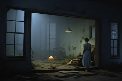 Gregory Crewdson surreal interior scene. love and dea