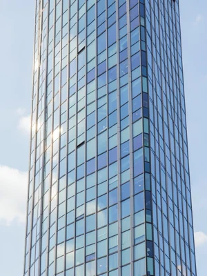 Window grid on glass tower