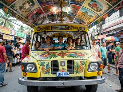 Crowded jeepney interior