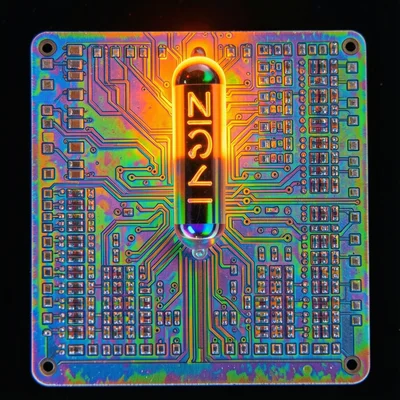 Nixie tube displaying a number, orange neon glow behind stacked wire cathodes