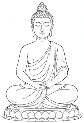 Buddha meditation continuous line