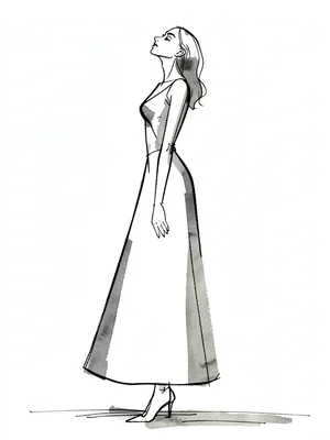 Standing reaching upward maxi dress