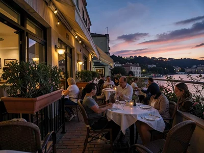 Restaurant terrace dusk