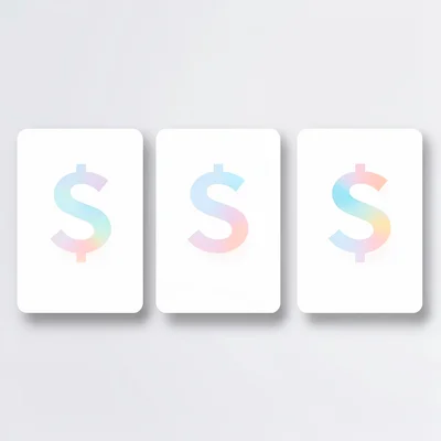 Triptych of three flat invoice-card tiles arranged in a horizontal row, each til