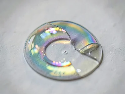 Broken bubble leaving ring on surface
