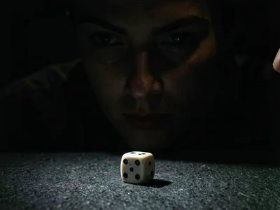 Dice rolling on felt table