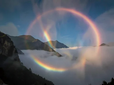 Partial glory showing colors
