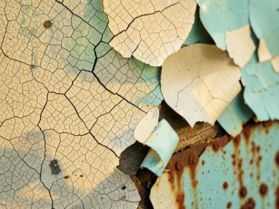 Enamel paint crackle pattern, alligator-skin texture from thermal stress, dark c