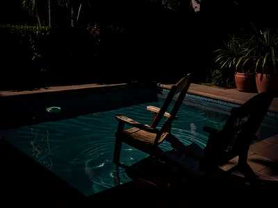 Chair in pool of light