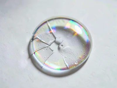 Broken bubble leaving ring on surface