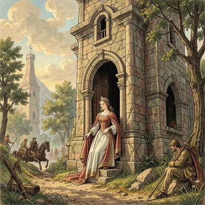 A princess imprisoned in tall tower