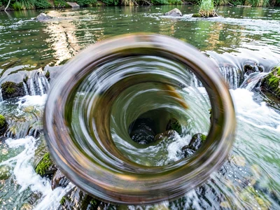 Backwater eddy as circular blur