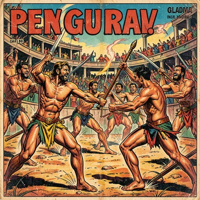 Gladiators fighting in arena