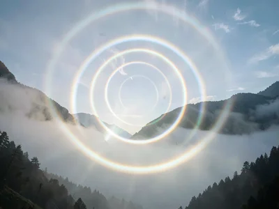 Multiple glory rings concentric