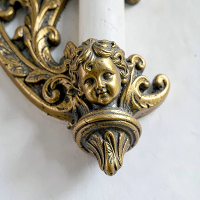 Baroque ornament fragment, Moravian gilt detail, Candelabra arm terminus, bronze