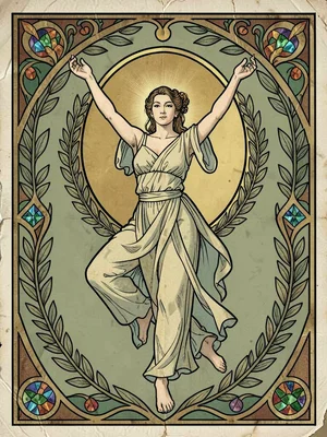 Art Nouveau dancer with laurel wreath