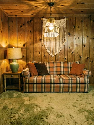 Plaid Sofa and Macrame Corner