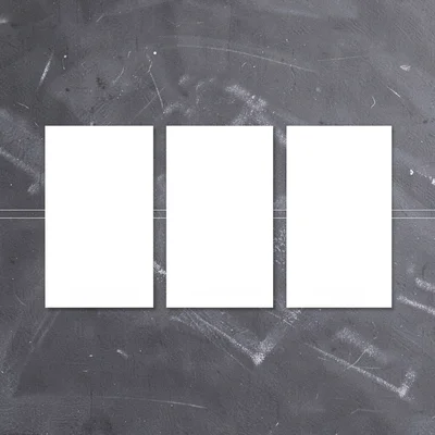 Manifesto editorial spread of three blank rectangles arranged in a row across a