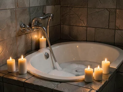 Bath scene with candles