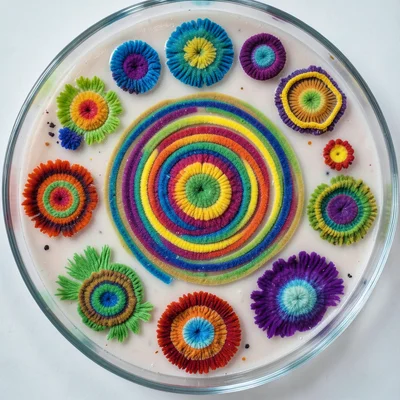Swarming Proteus colony, concentric ring pattern from periodic expansion waves, 