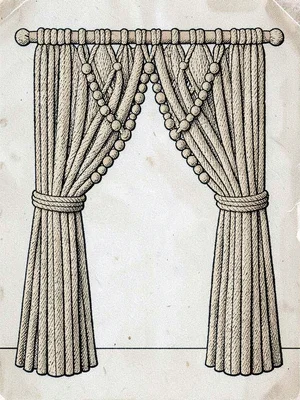 Macrame beaded doorway curtain