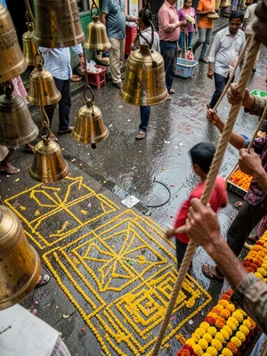 Temple bells in motion