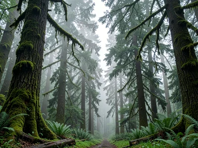 Fog Rolling Through Old-Growth Canopy