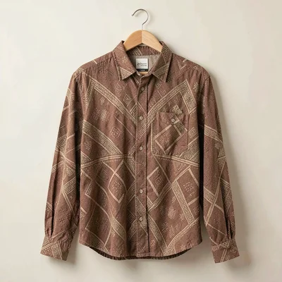 Warm tapa cloth browns and geometric pattern rhythm, A printed siapo design on a