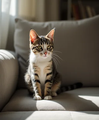 Cat sitting on a couch