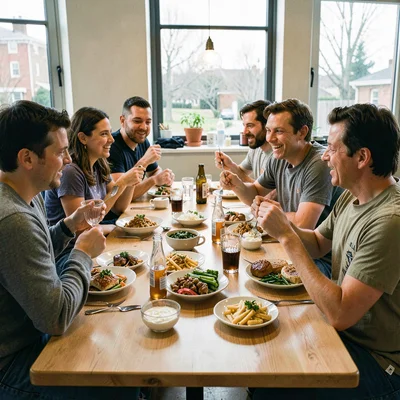 Documentary photography, unposed moment, Team lunch with various dietary accommo