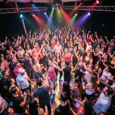 Dance floor packed with movement