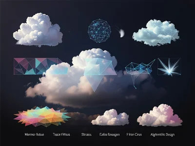 Cloud formation photo with cloud type taxonomy illustration — cumulus, stratus, 