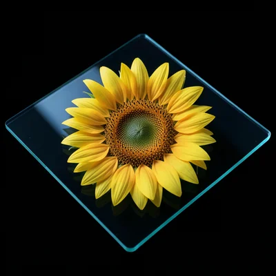 A single large sunflower head placed face-down on the scanner glass, petals spla