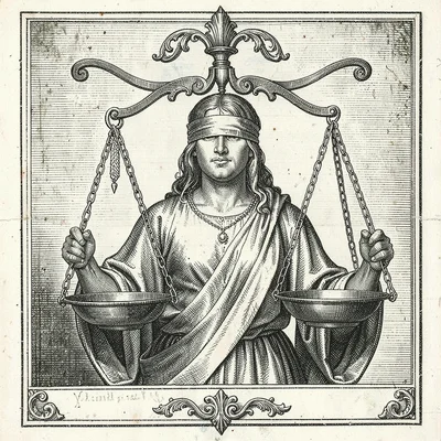 Justice blindfolded with scales