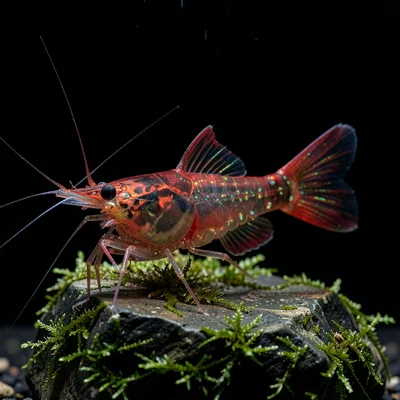 Cherry Shrimp Macro on Moss