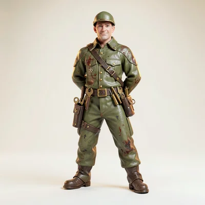 With brass tools jingling at his belt, the engineer leans into a wide stance, ha