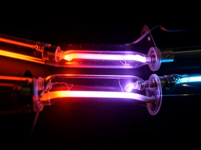 The moment a neon sign is first powered on: the gas igniting, the tube filling w