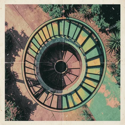 Aerial view of a spiral staircase seen from directly above