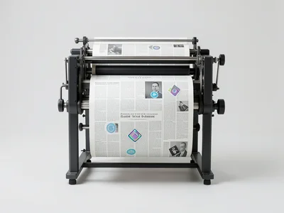 Newspaper printing press producing pages with augmented reality markers