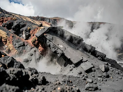 Roof collapse under ash weight